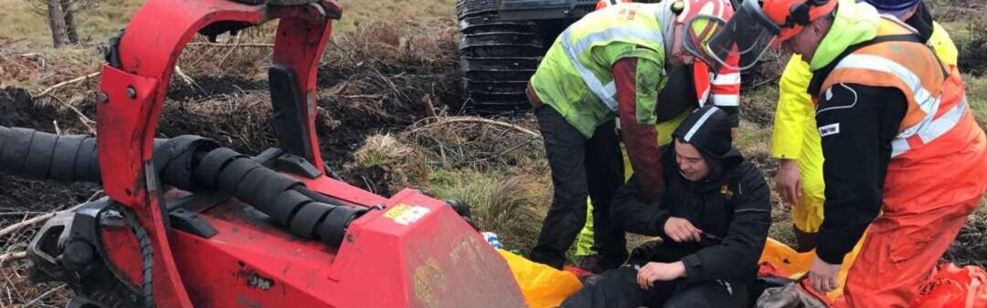 First responder rescue someone trapped beneath forestry machinery