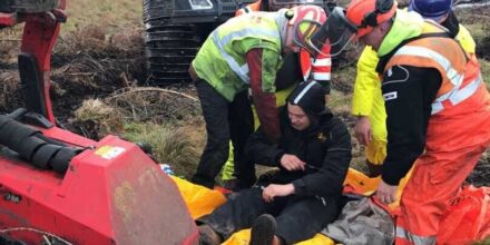 First responder rescue someone trapped beneath forestry machinery
